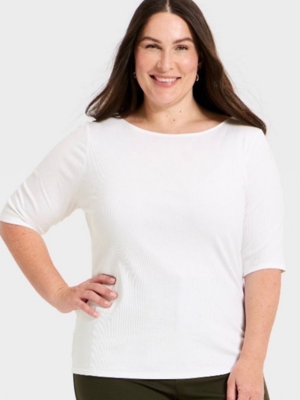 Modern Ribbed Elbow Sleeve Top